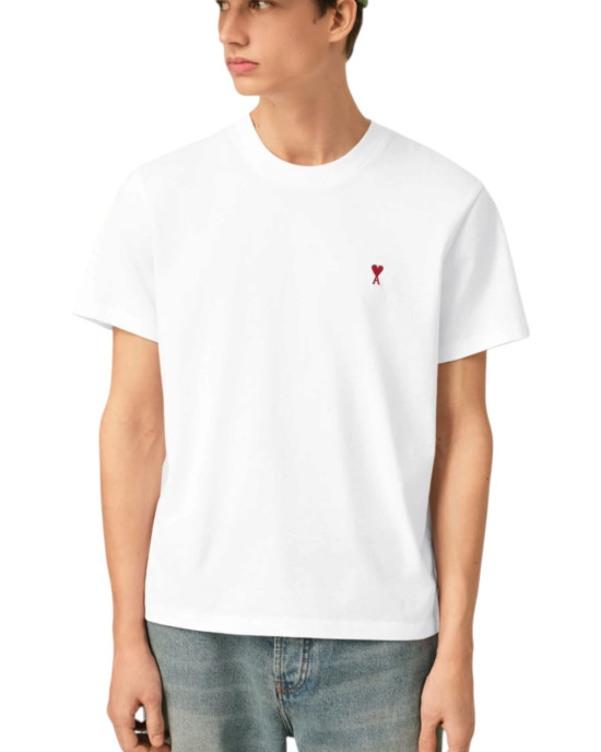 AMI PARIS – Tricou alb din bumbac cu logo Ami de Cœur